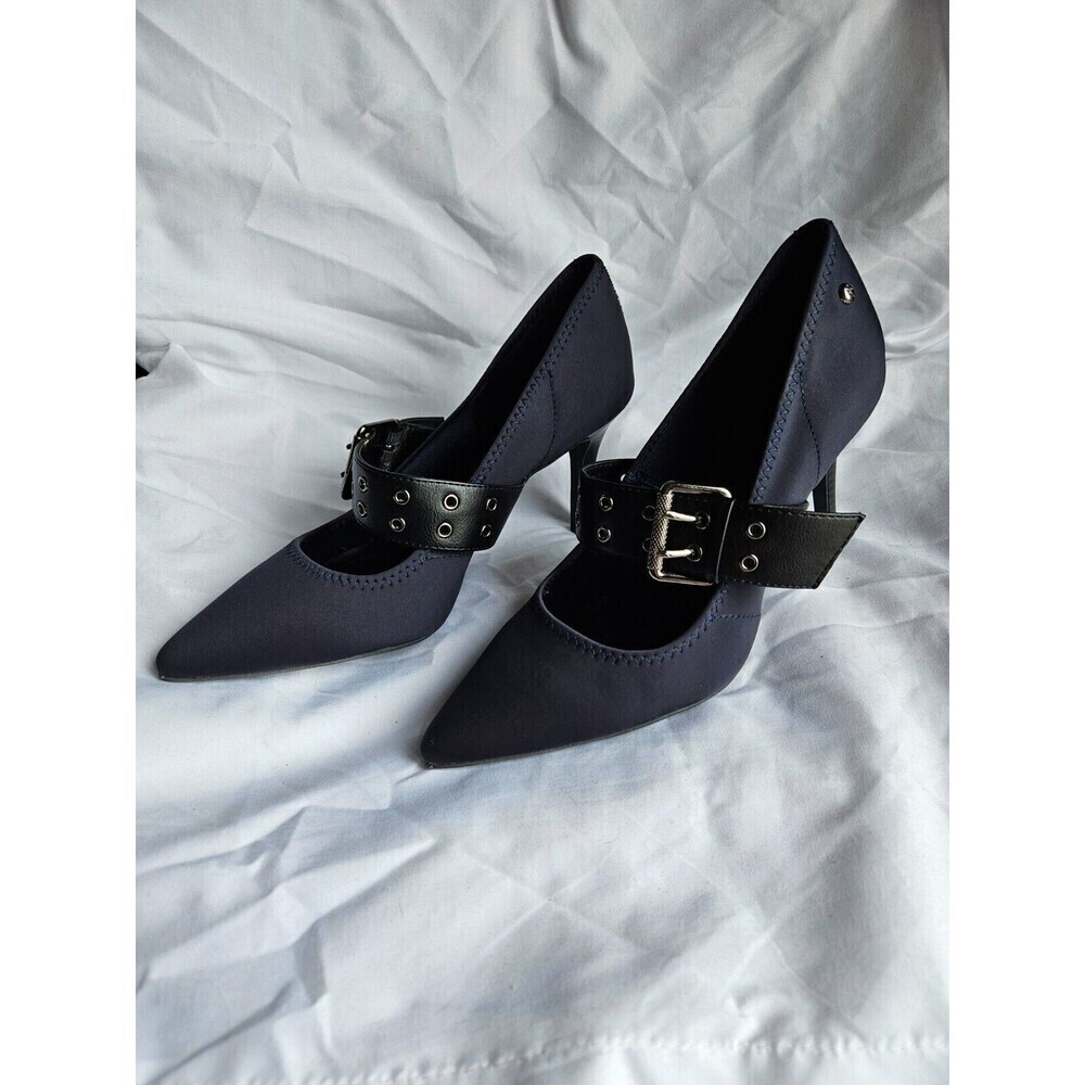 Y2K Vera Wang Pointed Toe Kitten Heels 7 1/2 M Strap On Navy‎ & Black